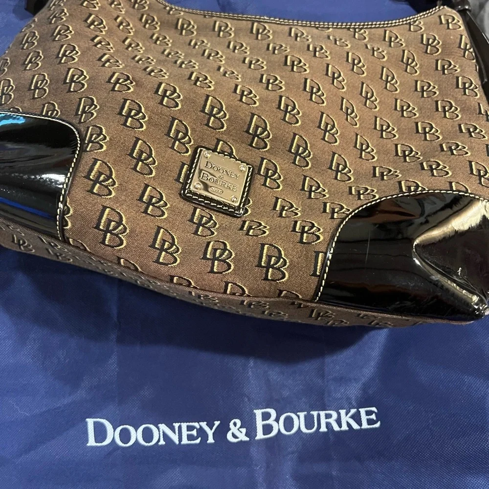Dooney & Bourke Brown and Black Monogram Hobo Women's Bag - Picture 12 of 12